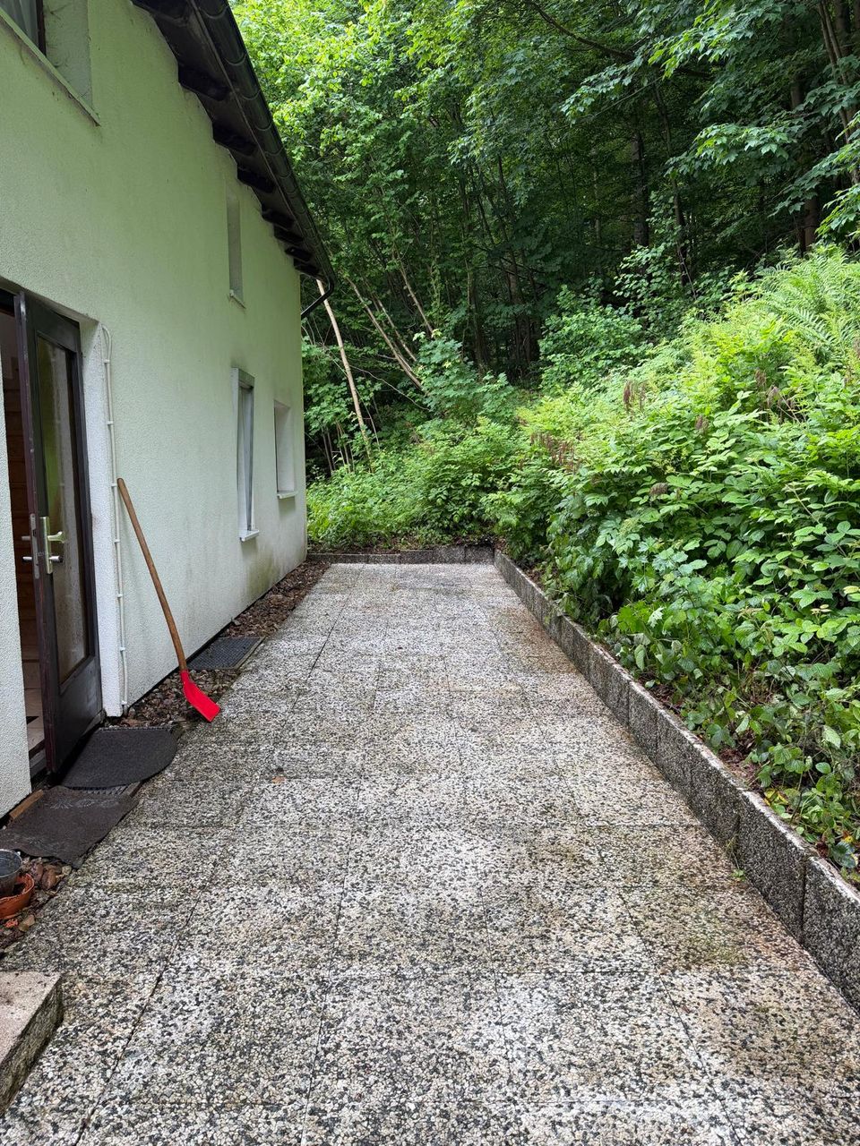 Freigelegter und gereinigter Gehweg nach der Grundstückspflege durch EKO FORST
